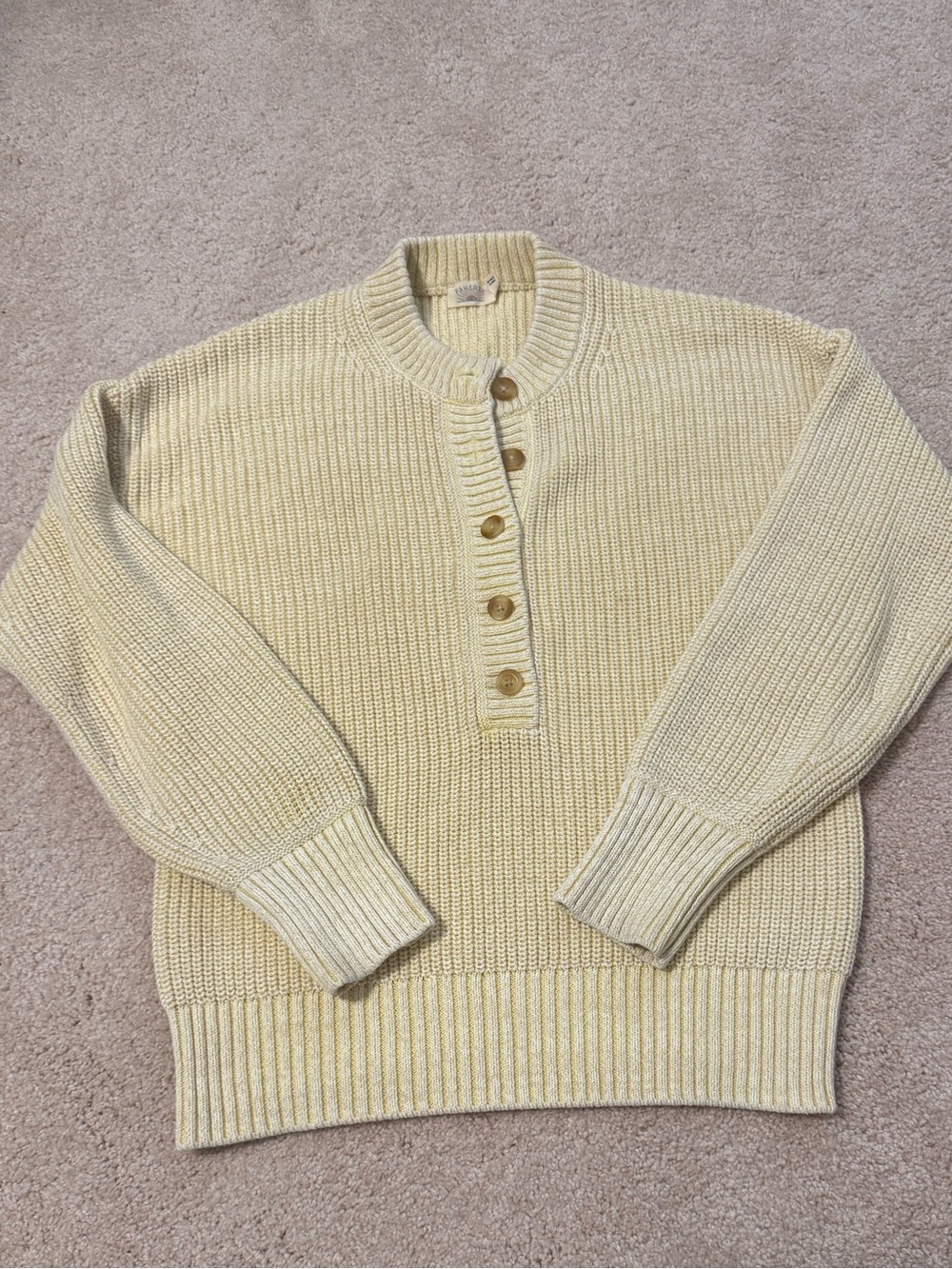 Women’s Faherty Light Yellow Crewneck Henley Sweater